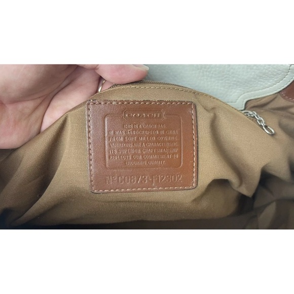 Authentic Vintage Coach Cream Leather Handbag Buckle brown straps F12302 READ - Picture 15 of 16